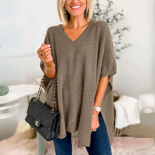 Vera™ - Elegant Poncho Shirt With V-Neck